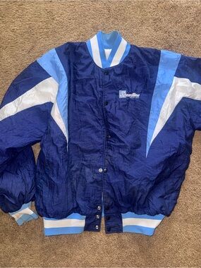 Men's Navy and Light Blue Retro Windbreaker